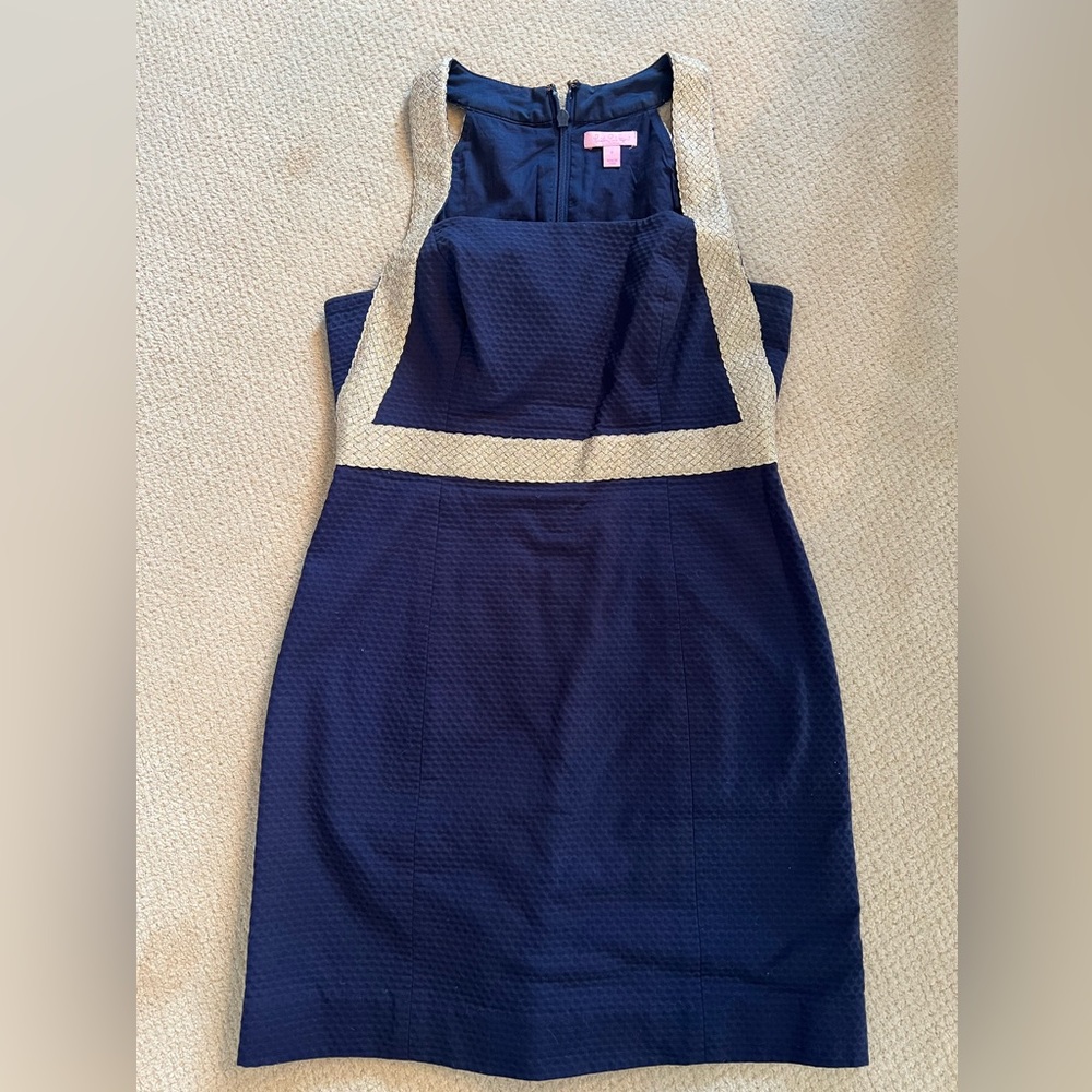 Lilly Pulitzer navy/gold braid Dress 6